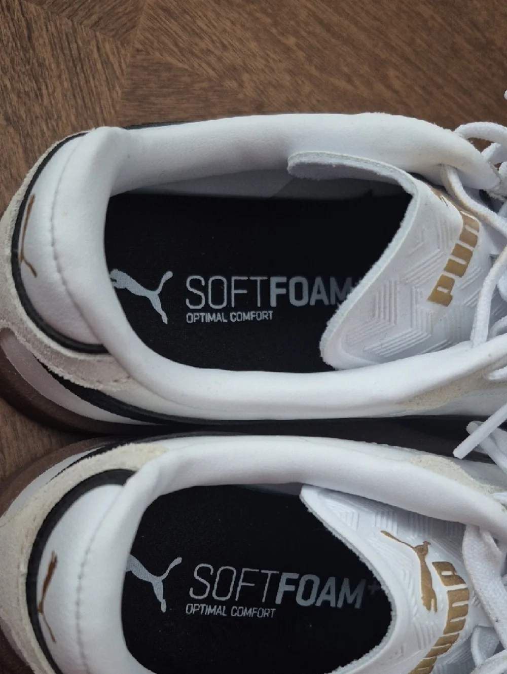 Puma White Sneakers with Black Formstrip and Brown Sole (Kids) - Picture 4 of 5